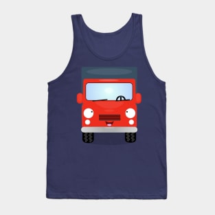 Cute red kawaii delivery truck cartoon illustration Tank Top